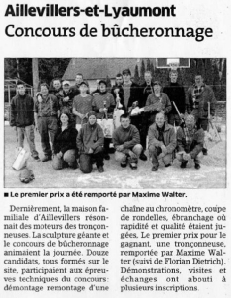 Concours de bucheronnage à la Maison Familiale Rurale d'Aillevillers Concours de bucheronnage à la Maison Familiale Rurale d'Aillevillers