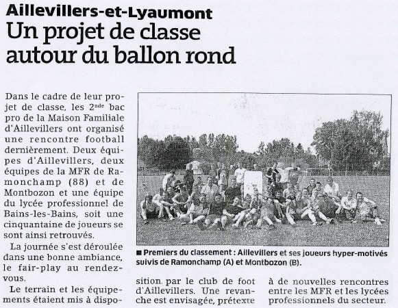 Un projet de classe autour du ballon rond &agrave; la MFR d'Aillevillers